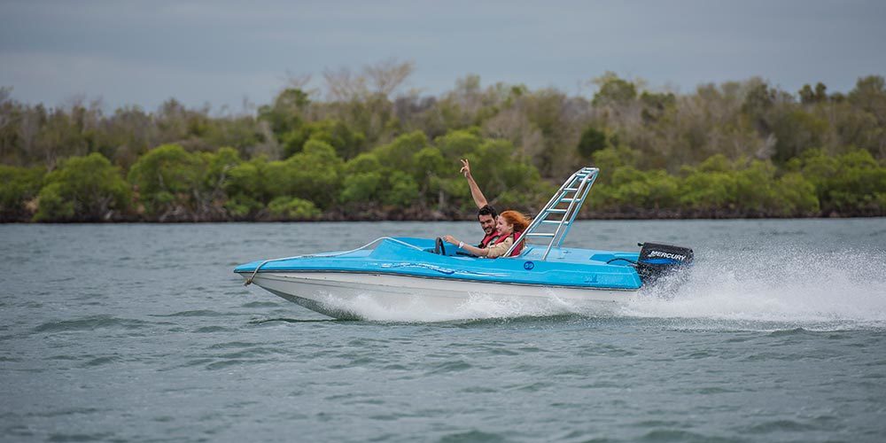 Fast boat trip across the bay